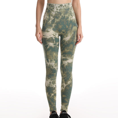 Tie Dye Leggings Women Fitness Yoga Pants Seamless Women Gym From House Dark green L