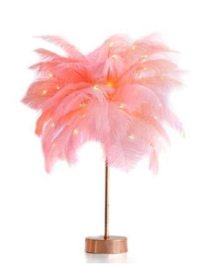 Feather Lamp Nordic Desk Lamp European-Style Night Light Home Decor dealsniper-net Pink Flash USB