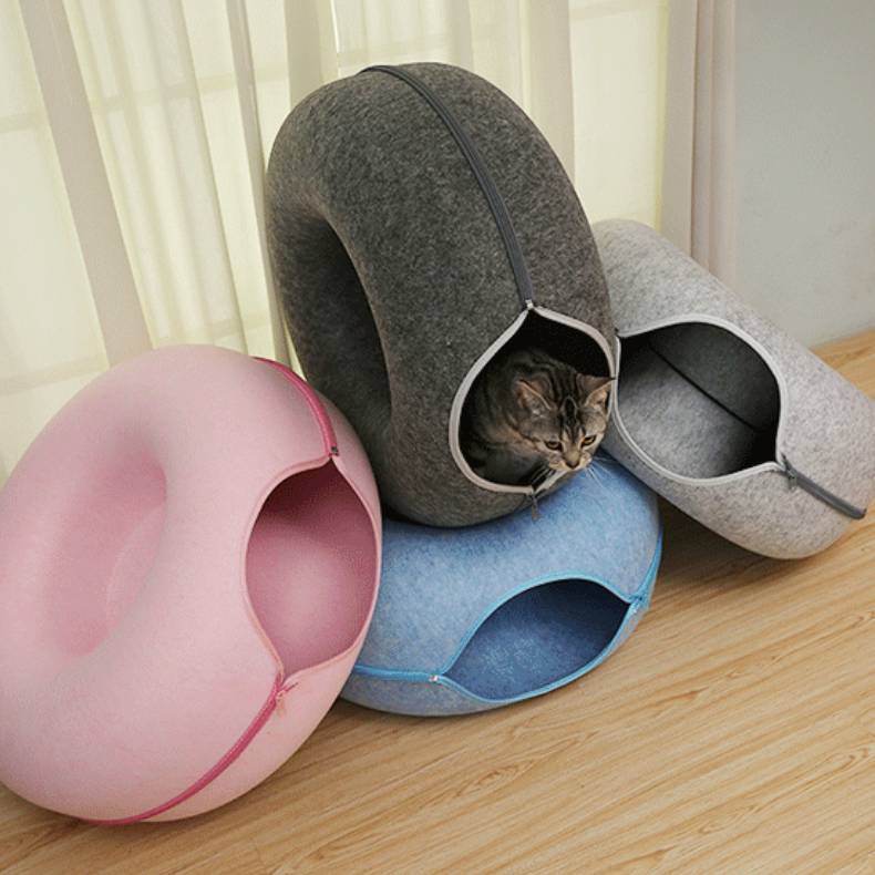 Four Seasons Available Cat Round Felt Pet Nest Pets dealsniper-net