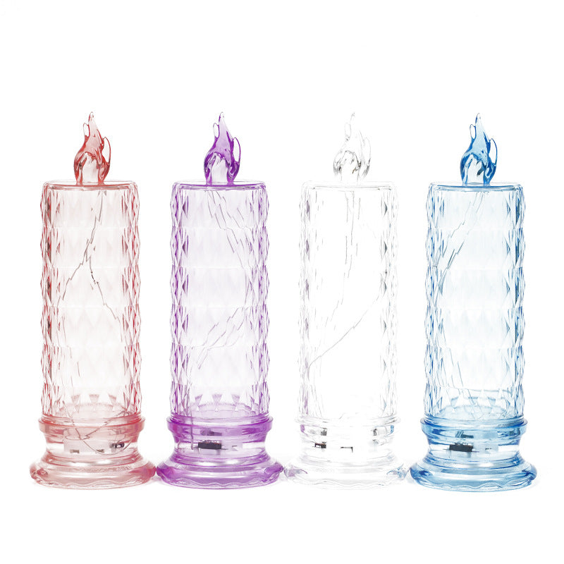 LED Electronic Candle Light Christmas Decorations Holidays Gym From House Diamond With base 4PCS