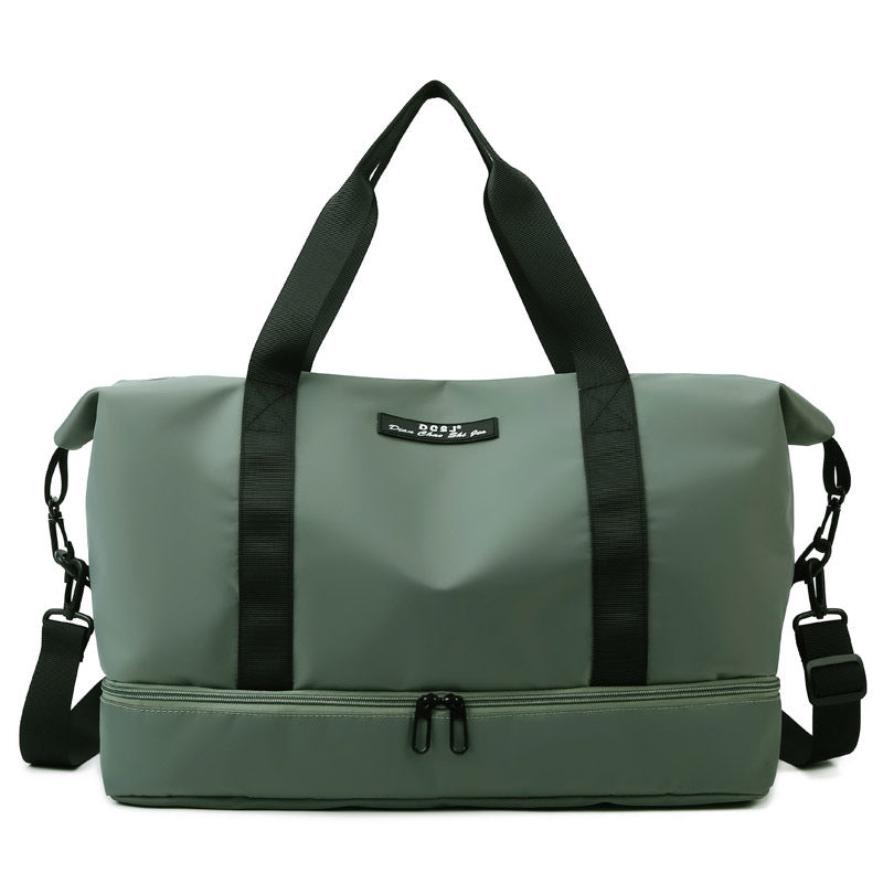 Large Capacity Travel Duffle Bag With Shoes Compartment Portable Sports Gym Fitness Waterfproof Shoulder Bag Weekender Overnight Handbag Women Travel dealsniper-net Dark Green