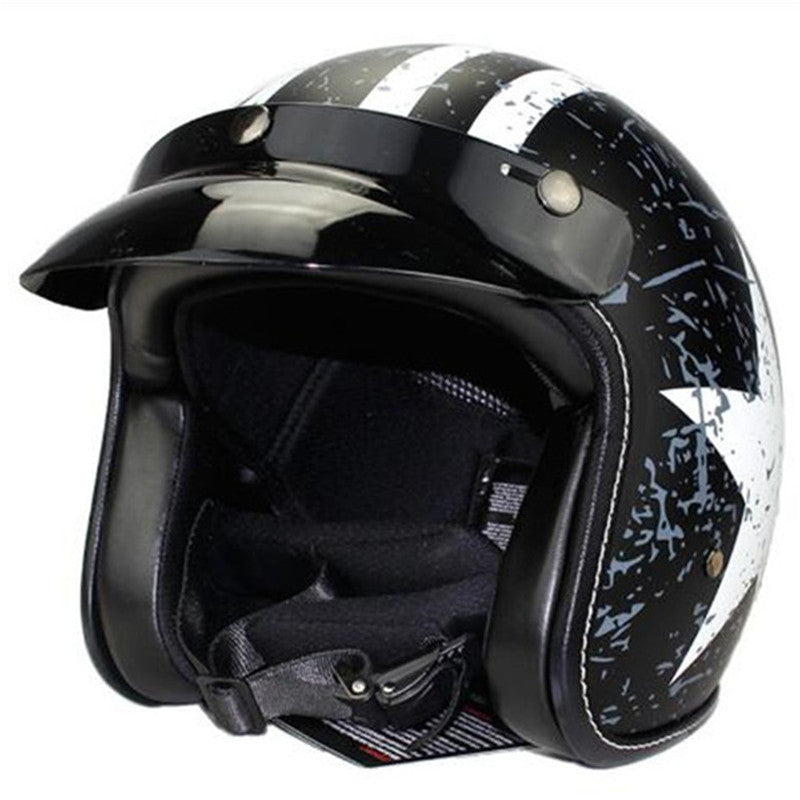 Retro Men's And Women's All-season Electric Vehicle Helmet Vehicle dealsniper-net Black and white 2XL