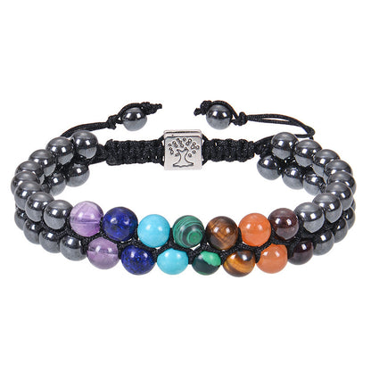 Fashion Jewelry 6mm 7 Chakra Stone Bead Yoga Meditation Bracelet Jewelry dealsniper-net 6mm Black Magnet