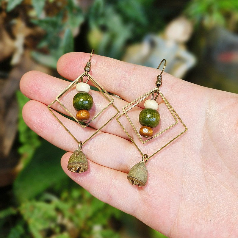 Handmade Retro Mori Style Geometric Earrings Women Jewelry dealsniper-net Wind Chime Fruit Style