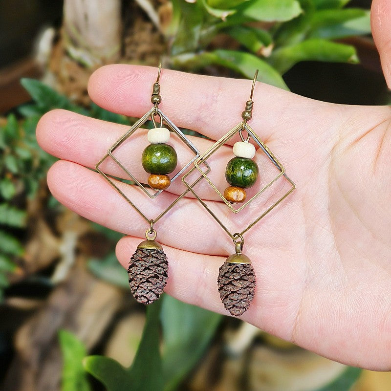 Handmade Retro Mori Style Geometric Earrings Women Jewelry dealsniper-net Water Yangzi