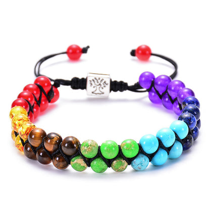 Fashion Jewelry 6mm 7 Chakra Stone Bead Yoga Meditation Bracelet Jewelry dealsniper-net 6mm Colorful Stone