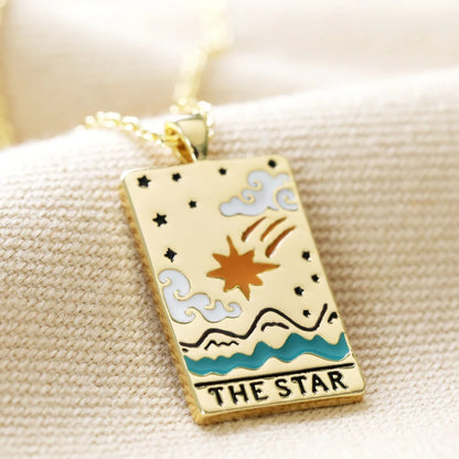 Fashion Jewelry Colorful Oil Necklace Tarot Square Pendant Jewelry dealsniper-net TheStar Gold