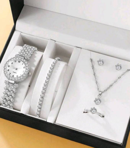 Diamond Women Watches Luxury Fashion Rhinestone Quartz Jewelry dealsniper-net Silver Suit 3