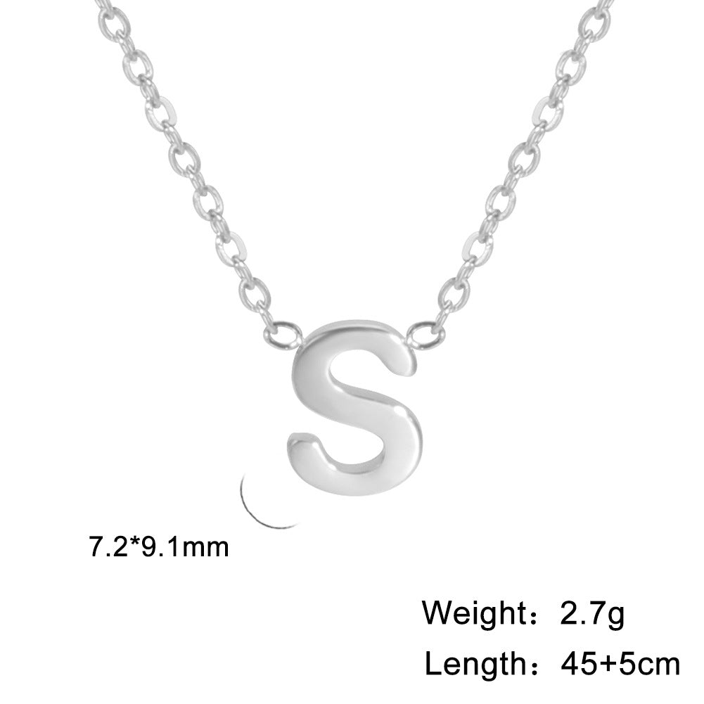 26 English Letter Steel Color Concentrate Polished Welding Cross Chain Jewelry dealsniper-net S