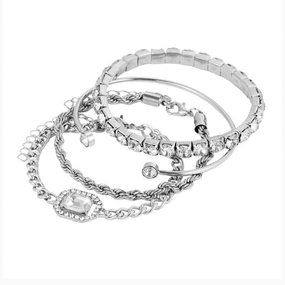 Fashion Jewelry 4 Pcs Crystal Bracelet Set Bohemian Design For Women Vintage Luxury Twisted Cuff Chains Armband Jewelry Accessories Jewelry dealsniper-net