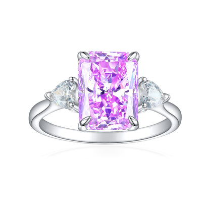 S925 Colorful Rectangular Rhinestone Ring Ins Fashion Jewelry dealsniper-net Purple Diamond US Size 10