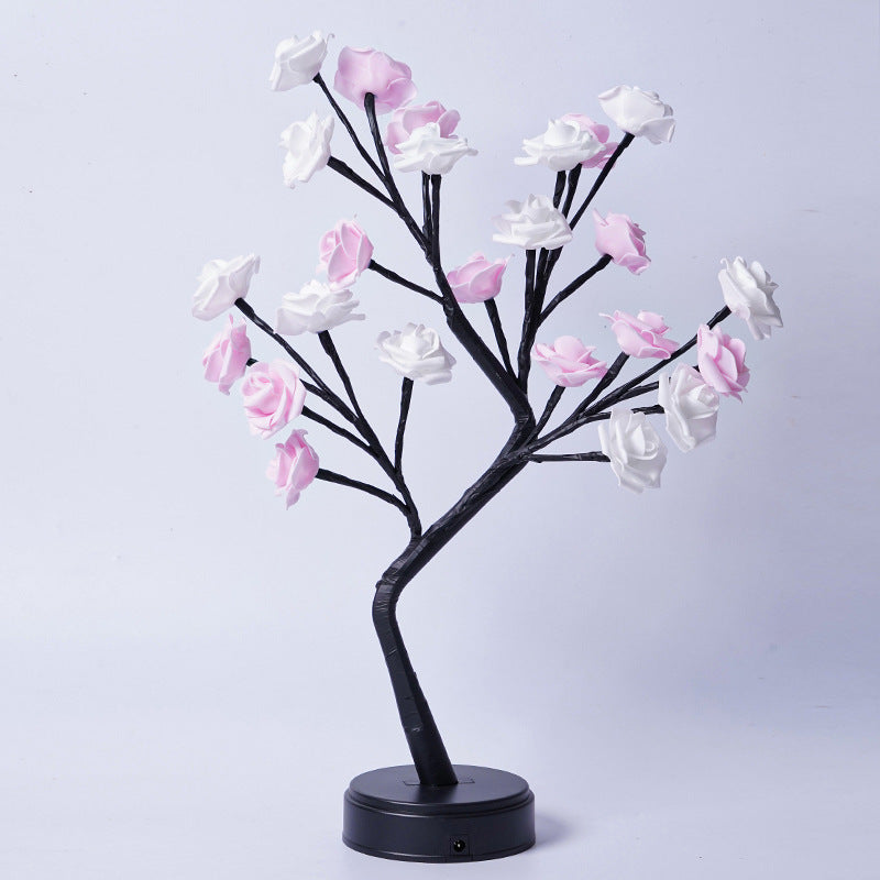 Table Lamp Flower Tree Rose Lamps Fairy Desk Night Lights Home dealsniper-net White Pink Rose Usb Plug In