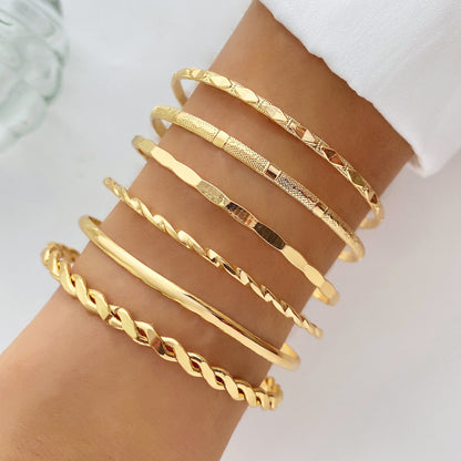 Bohemian Metal Chain Bracelet Set For Women Geometric Gold Jewelry dealsniper-net AR0752