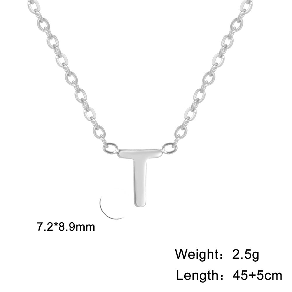 26 English Letter Steel Color Concentrate Polished Welding Cross Chain Jewelry dealsniper-net T