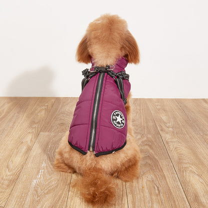 Pet Warm Dog Cotton-padded Clothes Fleece-lined Thickened Reflective Gallus Pets DealSniper.net Purple 2XL