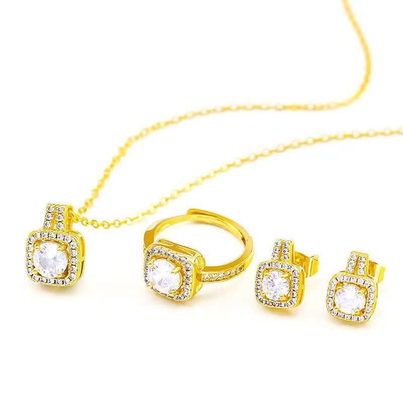 Fashion Jewelry Set Zircon Gem Pendant Chain Choker Jewelry dealsniper-net