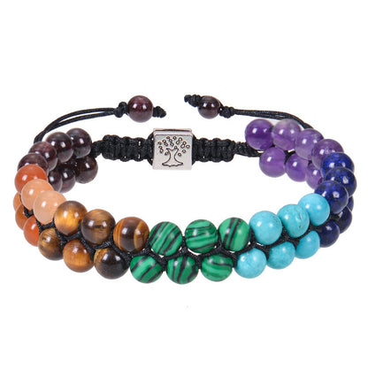 Fashion Jewelry 6mm 7 Chakra Stone Bead Yoga Meditation Bracelet Jewelry dealsniper-net 6mm Natural Colorful Stone