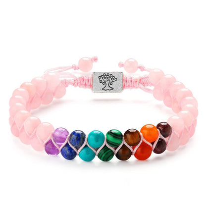 Fashion Jewelry 6mm 7 Chakra Stone Bead Yoga Meditation Bracelet Jewelry dealsniper-net 6mm Pink Crystal