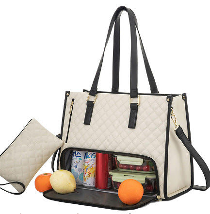 Fashionable Lunch Tote Bag Women's Thermal Insulation Lunch Box Women DealSniper.net Khaki 2 36X16X30cm