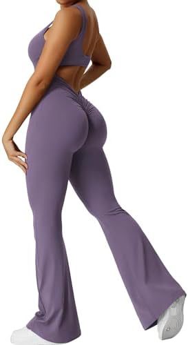 Women Sleeveless Flare Jumpsuits Fitness Yoga Long Pants Women dealsniper-net