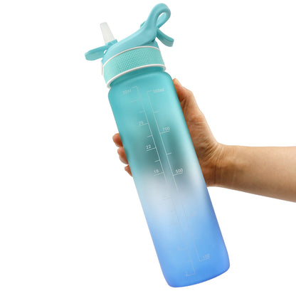 1000ML Plastic Spray Water Bottle Scrub Bounce Cover Straw