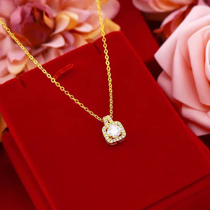 Fashion Jewelry Set Zircon Gem Pendant Chain Choker Jewelry dealsniper-net Gold Necklace