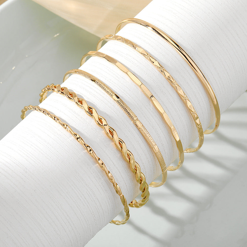 Bohemian Metal Chain Bracelet Set For Women Geometric Gold Jewelry dealsniper-net