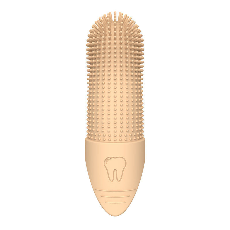 Pet Silicone Finger Toothbrush Oral Cleaning Pet Toothbrush Pets DealSniper.net Finger Toothbrush Beige