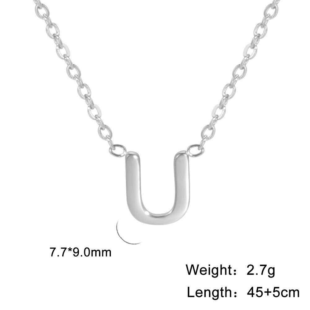 26 English Letter Steel Color Concentrate Polished Welding Cross Chain Jewelry dealsniper-net U