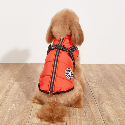 Pet Warm Dog Cotton-padded Clothes Fleece-lined Thickened Reflective Gallus Pets DealSniper.net