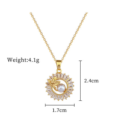 Fashion Jewelry Square Full Diamond Personalized Round Ring Jewelry dealsniper-net D515 Necklace