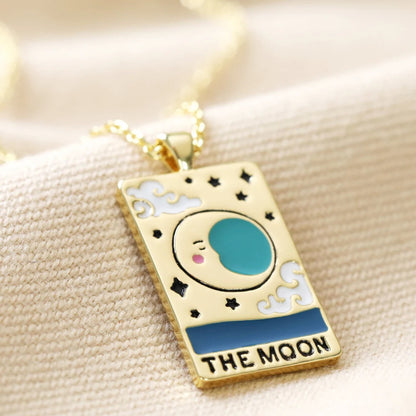 Fashion Jewelry Colorful Oil Necklace Tarot Square Pendant Jewelry dealsniper-net TheMoon Gold