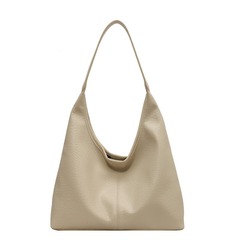 2Pcs Handbags Large Capacity Bag Women Underarm Korean Style Soft Pu Leather Shopping Shouder Bags With Small Wallet Women DealSniper.net Beige
