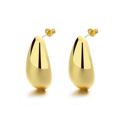 Fashion Jewelry Water Drop Glossy 16k Real Gold Plating Simple And Elegant Earrings Jewelry dealsniper-net