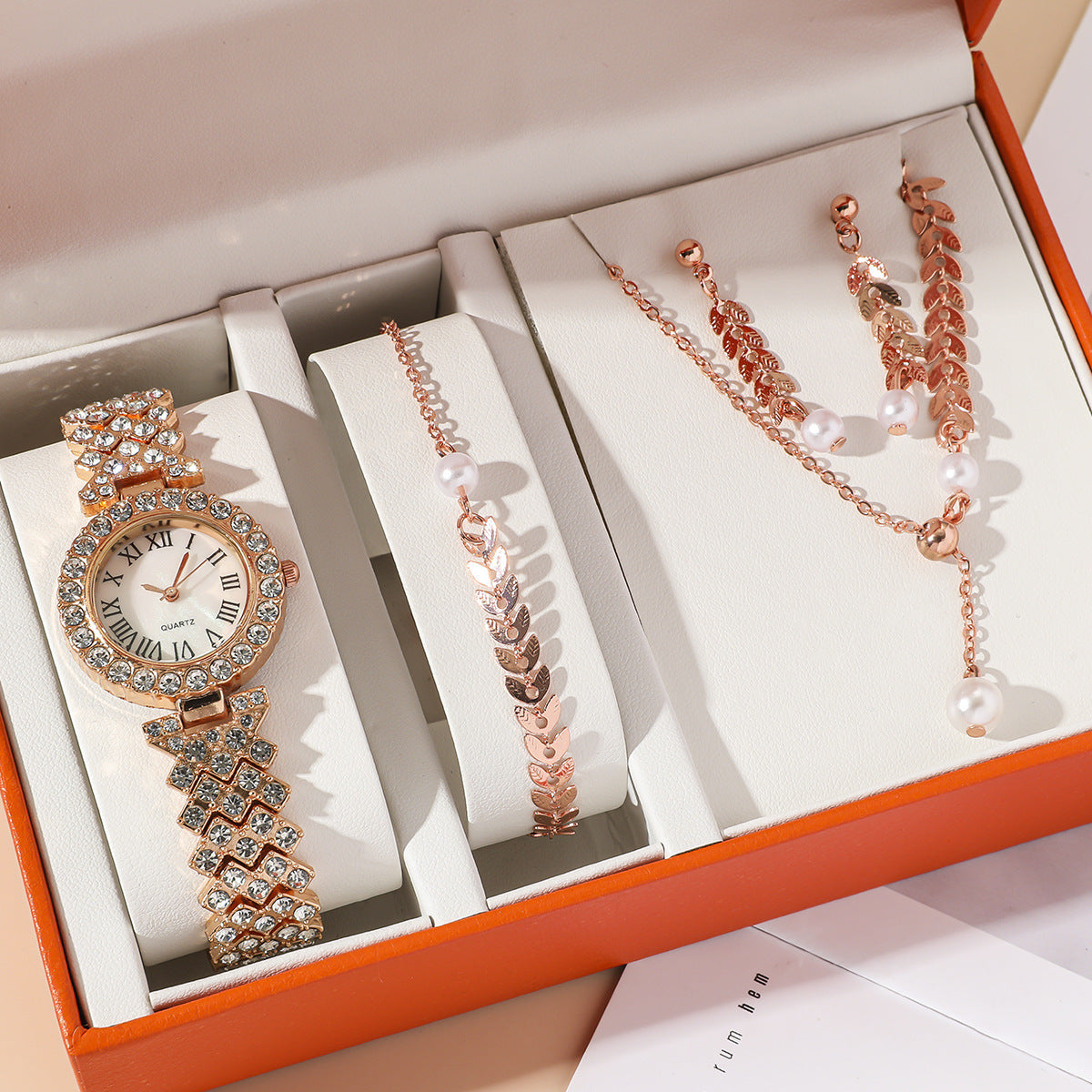 Diamond Women Watches Luxury Fashion Rhinestone Quartz Jewelry dealsniper-net Rose Gold Suit 1