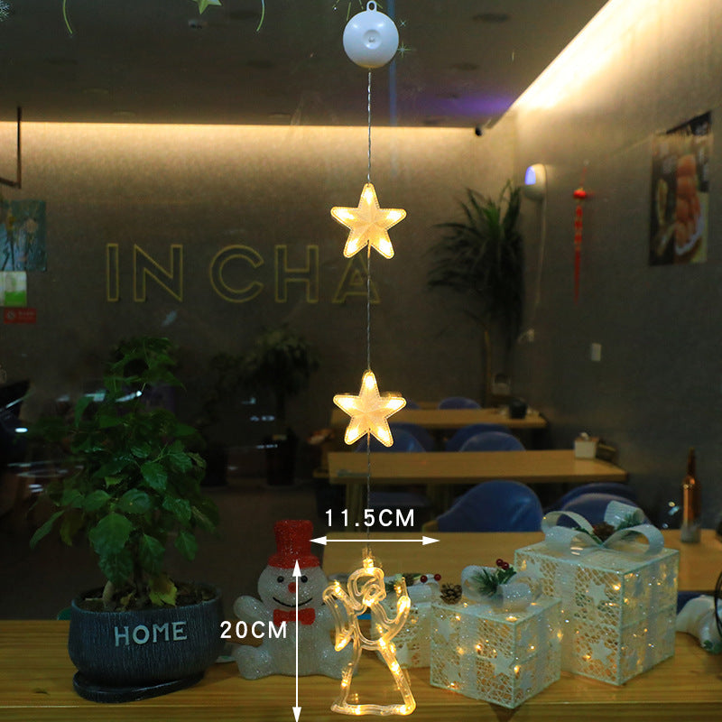 Christmas 3pcs LED Light Star Xmas Tree Hanging Sucker Lamp Window Ornaments Decoration For Home Xmas Navidad 2023 New Year Decor Christmas Decorations