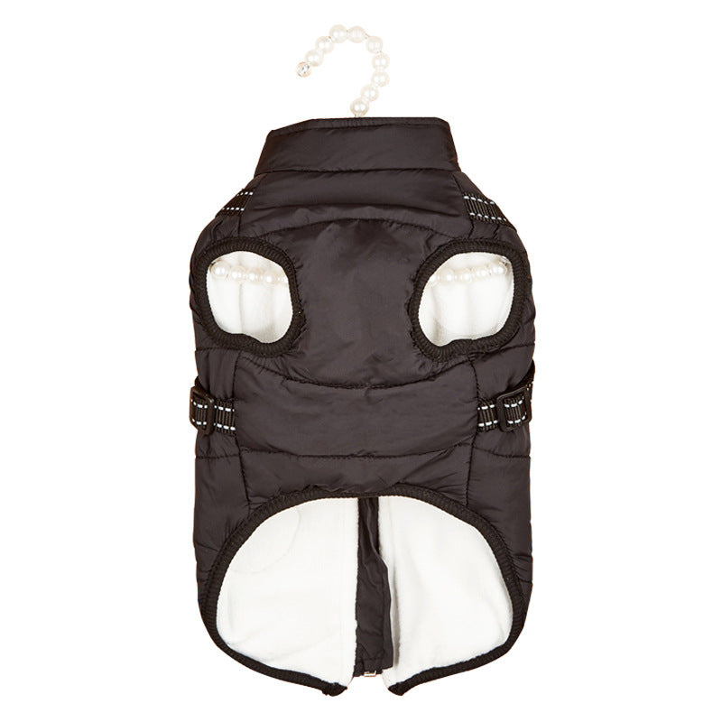 Pet Warm Dog Cotton-padded Clothes Fleece-lined Thickened Reflective Gallus Pets DealSniper.net