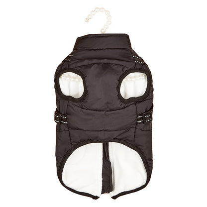 Pet Warm Dog Cotton-padded Clothes Fleece-lined Thickened Reflective Gallus Pets DealSniper.net