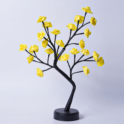 Table Lamp Flower Tree Rose Lamps Fairy Desk Night Lights Home dealsniper-net Yellow Rose Usb Plug In