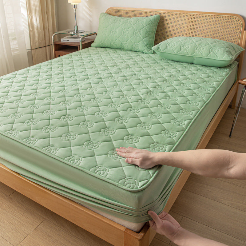 Waterproof To Prevent Leakage Of Urine Plus Mattress Cover House DealSniper.net Camellia Emerald Green 100x200cm 2piece set