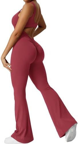 Women Sleeveless Flare Jumpsuits Fitness Yoga Long Pants Women dealsniper-net