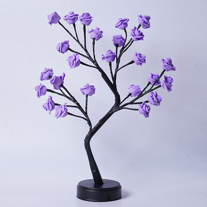 Table Lamp Flower Tree Rose Lamps Fairy Desk Night Lights Home dealsniper-net Purple Rose Usb Plug In