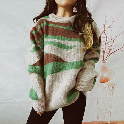 Women's Fashion Casual Irregular Striped Sweater Women dealsniper-net Green L