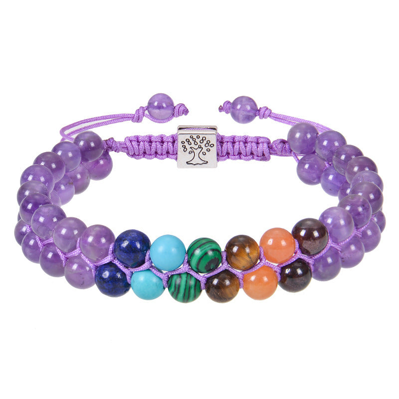 Fashion Jewelry 6mm 7 Chakra Stone Bead Yoga Meditation Bracelet Jewelry dealsniper-net 6mm Amethyst