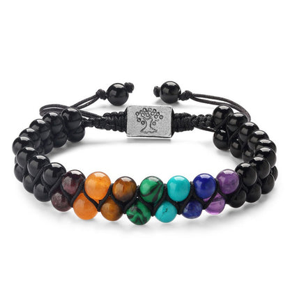 Fashion Jewelry 6mm 7 Chakra Stone Bead Yoga Meditation Bracelet Jewelry dealsniper-net 6mm Obsidian