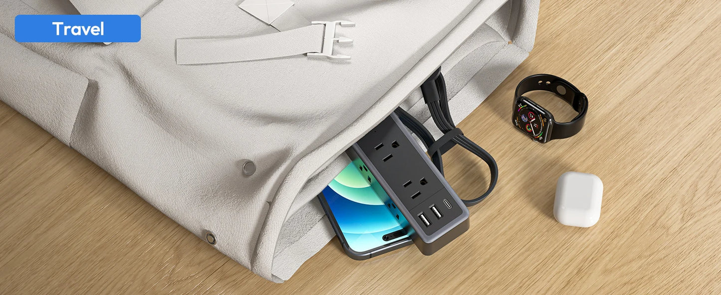 6-Outlet Power Strip Extension Power Cord Travel Adapter Electronics DealSniper.net