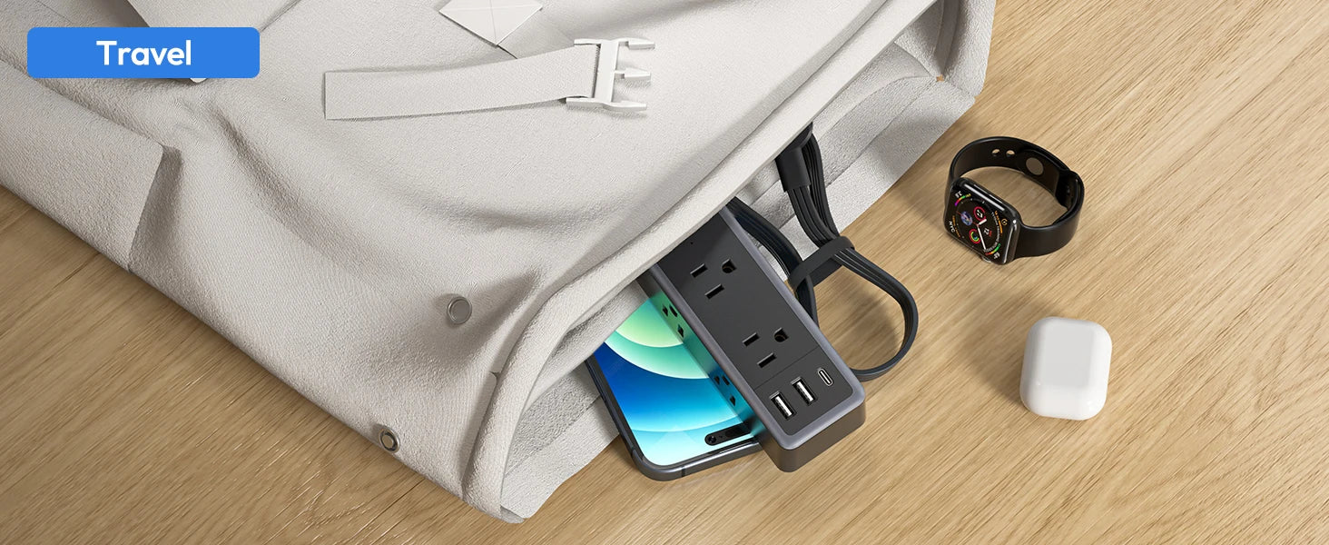6-Outlet Power Strip Extension Power Cord Travel Adapter Electronics DealSniper.net