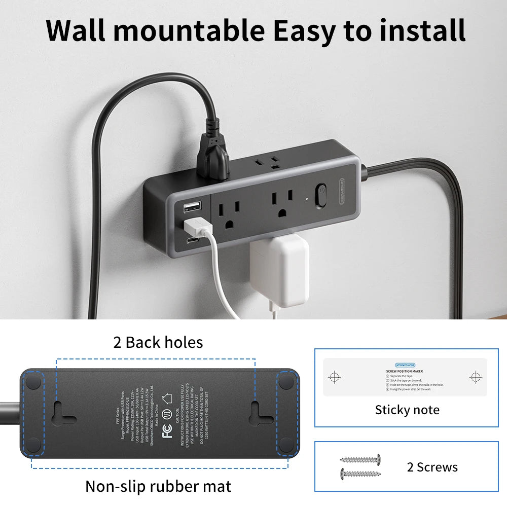 6-Outlet Power Strip Extension Power Cord Travel Adapter Electronics DealSniper.net