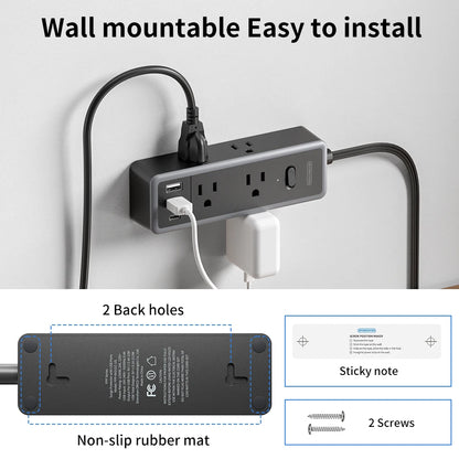 6-Outlet Power Strip Extension Power Cord Travel Adapter Electronics DealSniper.net