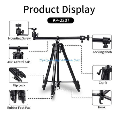 Professional Tripod Foldable Design for Video Recording Adjustable Height Stand Electronics DealSniper.net